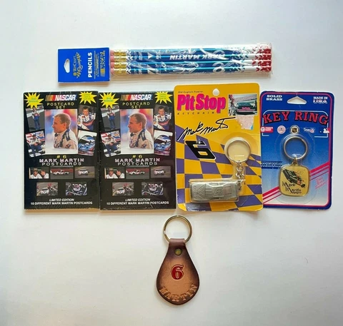 Lot of Vtg Mark Martin NASCAR Keychains, Pencils, Postcards Cover