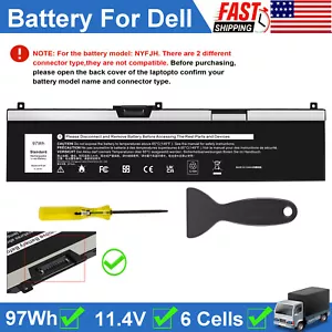 NYFJH Battery For Dell Precision 7740 7530 7730 7540 P34E P74F 0WMRC GW0K9 97Wh - Picture 1 of 15