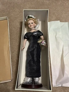 Porcelain Doll Butterfly Kisses Precious Collectible Black Evening Gown W/Box - Picture 1 of 7