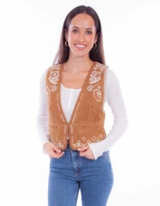 Scully Ladies Front Closure Embroidered Vest Vintage Rust - Large - Picture 1 of 1