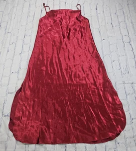 Gillian & O’Malley WOMENS SIZE L Red Satin Long Chemise Nightgown Slip Dress - Picture 1 of 9
