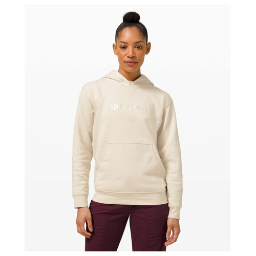 OFF WHITE Felpa con cappuccio Lululemon tutto tuo crema French Terry grafica taglia 6