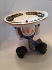 Holiday Snowman Adorable Pedestal 7 1/2"  Candy Or Desert Plate