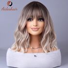 Womens Natural Short Straight Ladies Ombre Hair Wigs Blonde Bob Cosplay Wig UK