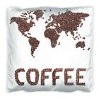 Wallario Dekokissen Motiv Kissen Weltkarte Schriftzug aus Kaffeebohnen Küche