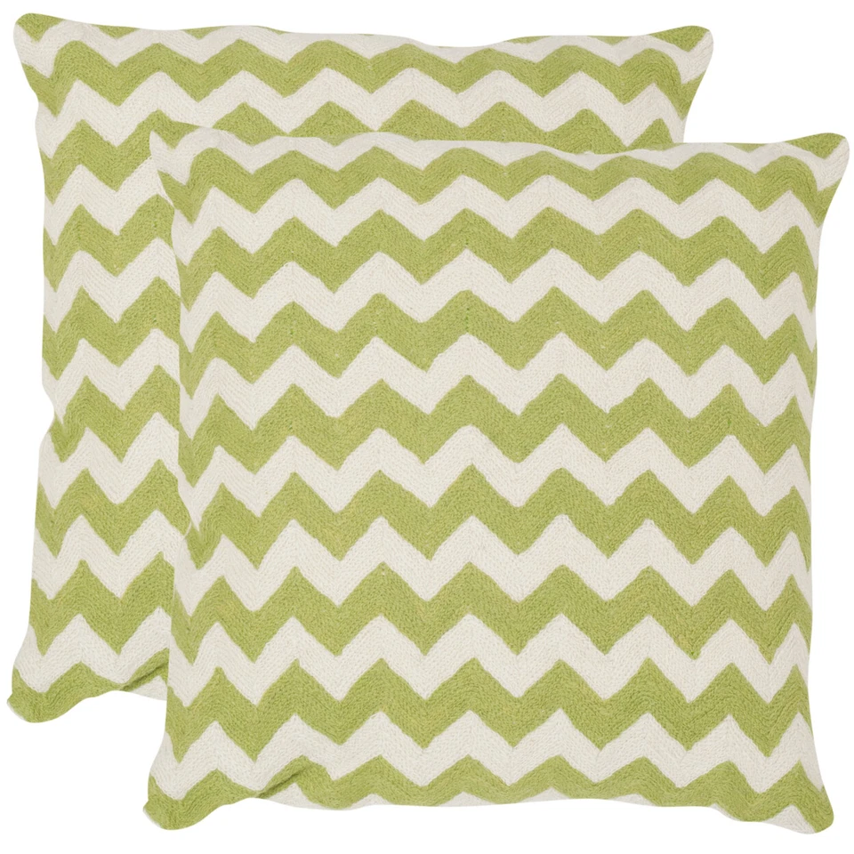 SAFAVIEH Striped Tealea Pillow Set of 2 | Lime Green | - Image 1 of 1