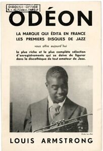 Louis Armstrong on orig 1930s French Odeon Records Jazz Music Brochure