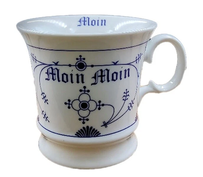 Moin Moin Kaffeepott  Porzellan Kaffeebecher Kaffeetasse Teetasse Indisch Blau - Bild 1 von 1