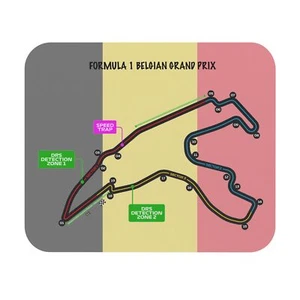 Formula One Mouse Pad featuring the Belgian Grand Prix track layout and flag. - Picture 1 of 5