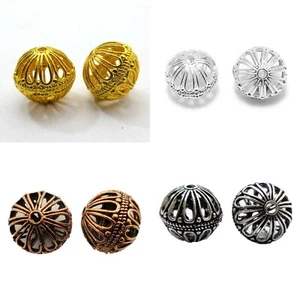 6 Pcs 17mm Bali Filigree Bead Round Bead Metal Bead 18k Gold Plated More Colors - Picture 1 of 5