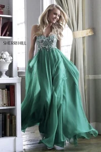 Sherri Hill Formal Dress Size US 0 AU Size 4 Emerald Strapless Sweetheart - Picture 1 of 16