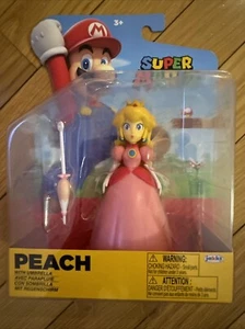 2023 Jakks Pacific Nintendo Super Mario PEACH w/UMBRELLA 4" Action Figure - Picture 1 of 2