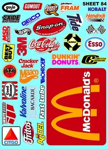 CLEAR VINYL RACING Sticker Racing SHEET 84-R/C MODEL Die-cut -Decals 1/12-1/10 - Picture 1 of 8