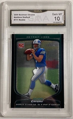 Bowman Chrome Matthew Stafford RC GMA 2009 10 gemas como nuevo - Poss. Conversión PSA 10 Foto 1 de 2
