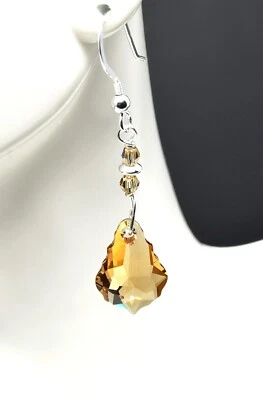 ¡Pendiente de plata esterlina y cristal de Swarovski™ barroco topacio colorado claro! LQQK! Foto 1 de 2