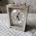 Vintage London Clock Co. Silver-Brass Quartz Mantel Clock, Working 10.2x14x6.4cm