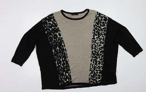 Foil Womens Black Animal Print Wool Blend Jumper Size 2XL - Picture 1 of 12