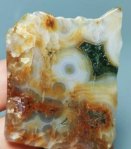 Natural Round Eye 8th Vein Ocean Jasper Agate Quartz Reiki Stone Healing - Picture 1 of 10