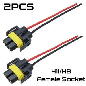 2pcs H11 H8 H9 Female Connector Fog Lights Wiring Pigtail Harness Socket Adapter - Picture 1 of 13