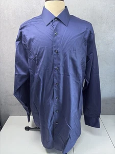 Kenneth Cole New York Mens Dress Shirt 18 36/37 Non Iron 100s 2-Ply Royal Blue - Picture 1 of 5