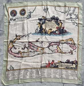 Sciarpa Liberty of London vintage 100% seta tema nautico 26"x26" made in England - Foto 1 di 11