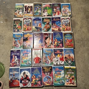 30 Walt Disney Classic Movies VHS Lot Rare Collection Lion King Tarzan Aladdin - Picture 1 of 2