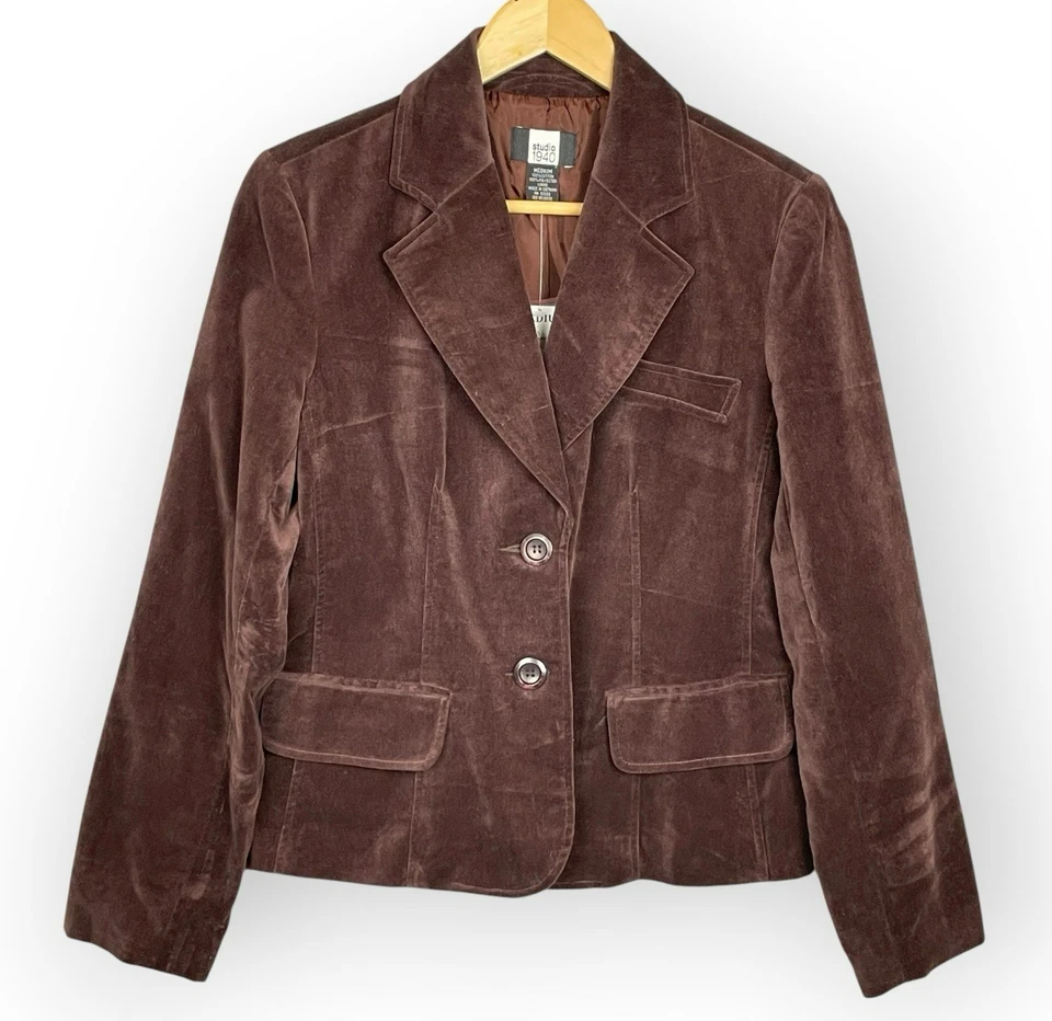 Blazer Studio 1940 Mujer Y2K Marrón Chocolate Pana Talla M Academia Preppy Foto 1 de 4