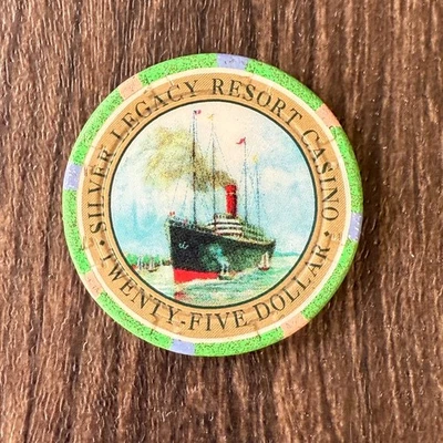 1995 Silver Legacy Resort Casino Chip Reno Nevada Ocean Liner - $25 Gaming Chip - Image 1 of 2