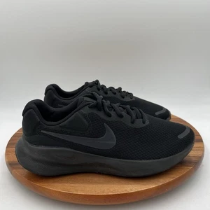 Size 7.5 Wide Nike Mens Revolution 7 Black Running Sneakers Shoes FB8501-001 - Picture 1 of 12