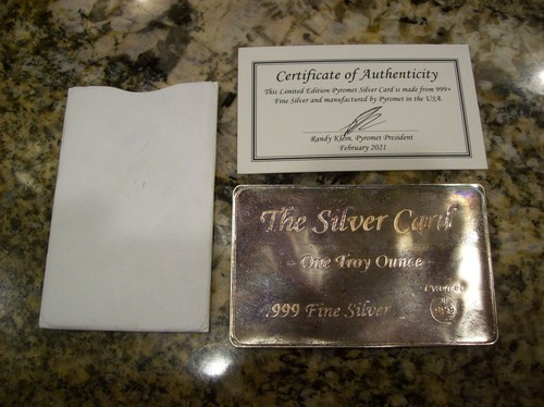 1 OZ .999 FINE SILVER LIMITED EDITION / THE SILVER CARD By Pyromet in ...