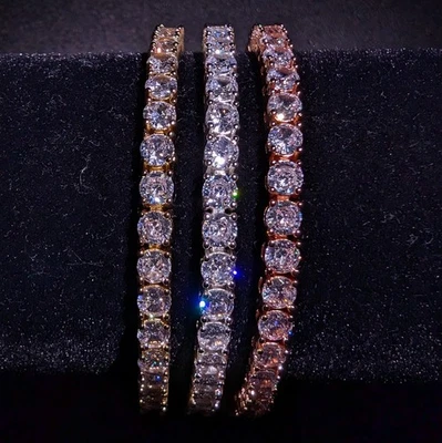 Pulsera de cadena de circonitas cúbicas con piedras brillantes de circonita cúbica oro, plata, oro rosa (1 pieza) Foto 1 de 2