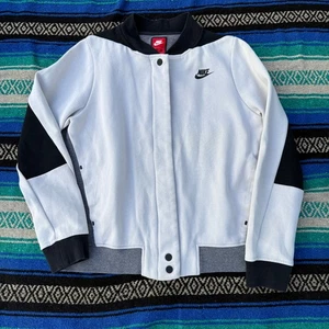Women's Nike Tech White Gray Fleece Destroyer Snap Jacket Sweatshirt Sz Medium - Picture 1 of 7
