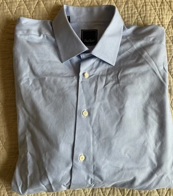 Camisa de vestir David Donahue puño francés finamente texturizada en azul 16,5-34/35 $155 Foto 1 de 4