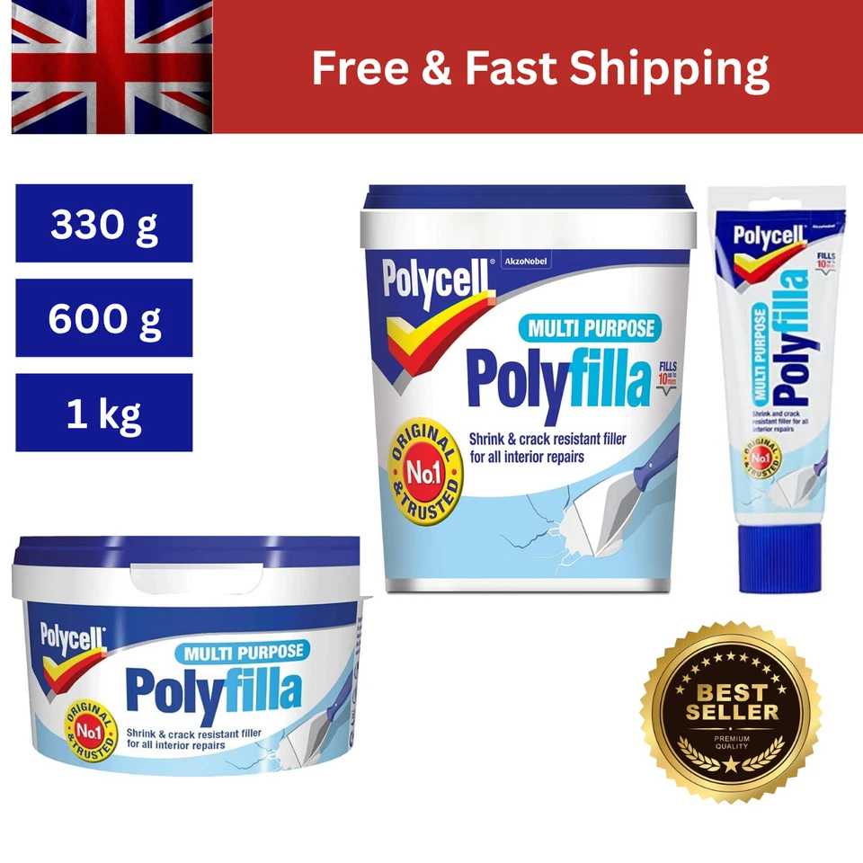Polycell Multi Purpose Polyfilla Polyfiller Ready Mixed 330g-600g & 1kg - Image 1 of 1