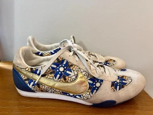 Nike sprint sister size 10 womens gold white shoes blue leather - Picture 1 of 7