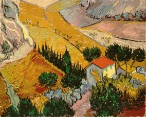 Avec une Maison et un Laboureur, Van Gogh Giclée Stampa artistica su tela (30" x 23,9") - Foto 1 di 2
