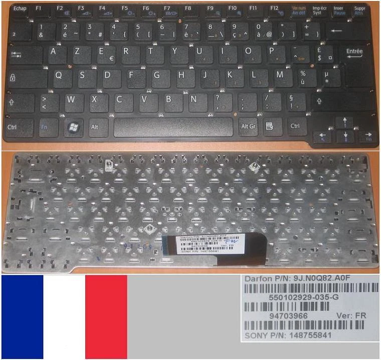 Keyboard AZERTY French SONY VGN -cw 550102929-035-G 9J.N0Q82.A0F 148755841 Black - Image 1 of 1