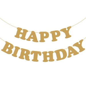Gold Happy Birthday Banner Birthday Party Decorations Birthday Sign Birthday ... - Picture 1 of 8