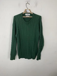 Pringle of Scotland Mens Sweater XL Green Cable Knit Fisherman Dad Hand Framed - Picture 1 of 7