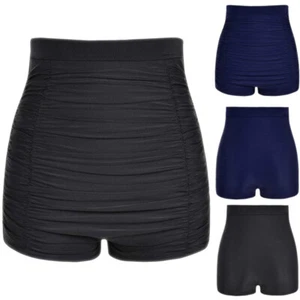 Women Plus High Waist Bikini Bottoms Swim Briefs Beach Shorts Ruched Bottom - Picture 1 of 20