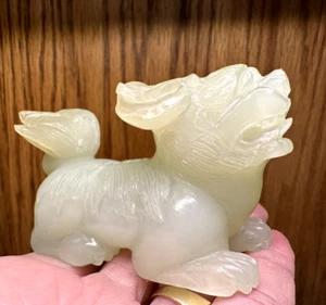 Vintage Jade Carved Chinese Foo Dog Lion Natural Hetian Antique Jade Figure - Picture 1 of 15