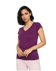 Camiseta mujer manga corta cuello en V uni algodón Victoria 6646 - Imagen 1 de 23