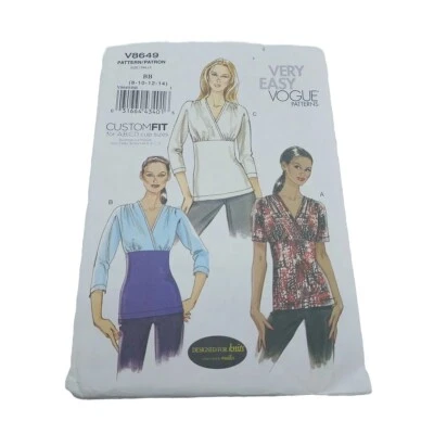 Vogue Sewing Pattern V8649 Misses Pullover Top Size 8-14 - Image 1 of 3