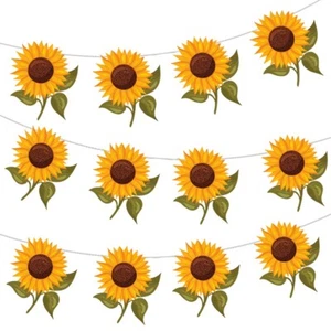 Sunflower Bunting Decorations Party Mum Nan Birthday Wedding Events 12pc 2.5M - Picture 1 of 11