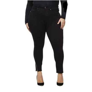 Good American Gr. 24 Damen schwarz gute Taille Crop Jeans Hardware hohe Leibhöhe MANGEL - Bild 1 von 9