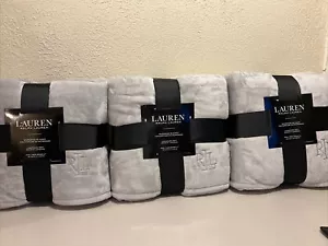 Lot Of 3 Lauren Ralph Lauren Micromink King Blanket 108”X90” Quiet Gray NEW - Picture 1 of 10