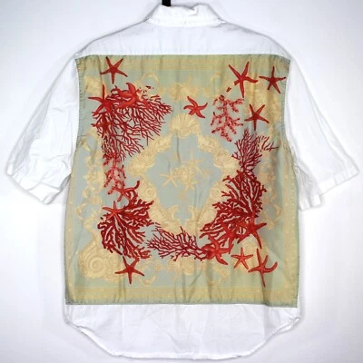 Camisa Versace Para Hombres 48 Barroco Bordada Mar Abotonada F1182 Foto 1 de 4