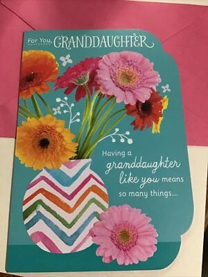 Happy Birthday For You, GRANDDAUGHTER Large 5.5” x 8” Hallmark Greeting Card - Imagem 1 de 4