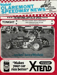Programa Claremont Speedway 1981 Mike Sweeney en cubierta autos Sprint Australia - Imagen 1 de 1