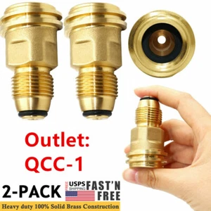 2PCS POL to QCC1 Propane Tank Adapter 100 lb LP Tank Valve to Type-1 Fitting US - Picture 1 of 20